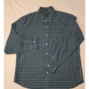 J.Crew Flex Oxford Slim Fit Plaid Button-Down Shirt XXL Green Blue White Cotton